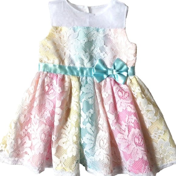 Baby Girls George Lace Dress Robe George pour petites filles Colorful 6-… - Picture 1 of 6
